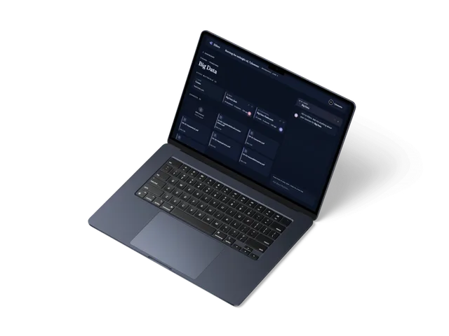 ELibro dashboard on MacBook showing study materials, flashcards, quizzes, and long-answer questions